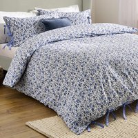 Hannah Floral Cotton Duvet Cover Set - Blue / King