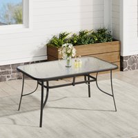 150CM Tempered Glass Outdoor Table with Parasol Hole - Black