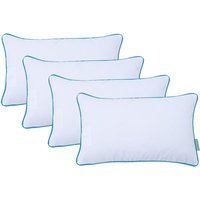 White Rectangular Pillow with Colours Piping Soft Comfy - Turquoise / 4