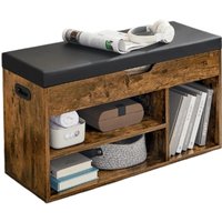 Shoe Bench with Cushion and 3 Compartments Storage - Brown