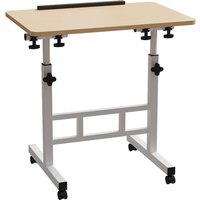 Height Adjustable Bed Table on Wheels - Maple