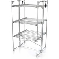 3 Tier Heated Folding Clothes Horse Airer with 36 Heated Rails - Silver