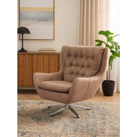Harold Brown Leather Effect Swivel Chair - Brown