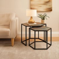 Babita Set of 2 Hexagon Side Tables - Black
