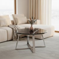 Alvaro Round Coffee Table With Black Marble Top - Black