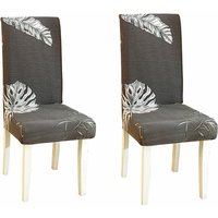 Universal Dining Chair Covers - Grey Leaves / 2 / 1cm