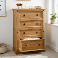 Corona 4 Drawer Chest Distressed Waxed Pine - Distressed Waxed Pine