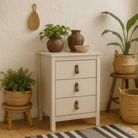 Wildberry Cashmere Tall Bedside Table, 3 Drawers, Cream - Neutral