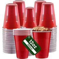 12oz Red Party Cups Disposable Beer Pong Reusable Cups - Red