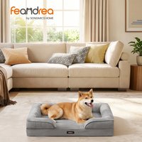 Feandrea Orthopaedic Dog Sofa Bed with Raised Sides, 89 x 63 x 16 cm - Grey
