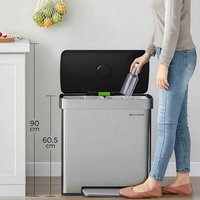 Double Kitchen Recycling Pedal Bin Steel, Silver - Silver