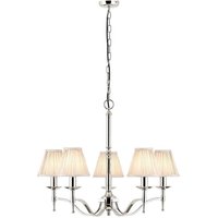 Stanford 5 Light Multi Arm Ceiling Pendant Chandelier Polished Nickel, E14 - Polished Nickel Plate / 64cm