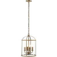 Lambeth 4 Light Ceiling Pendant Antique Brass, Glass, E14 - Antique Brass