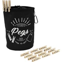 JVL Large Peg Bag with 204 Wooden Pegs - Black