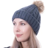 Blue Cable Knit Ski Outdoor Detachable Bobble Hat Beanie - Blue