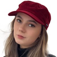 Velvet Newsboy Cap Red Velvet - Deep Red