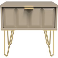 Cube Ready Assembled 1 Drawer Bedside Cabinet with Legs - Mushroom Matt