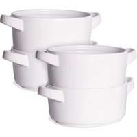 Set of 4 Soup Bowls with Handles - White