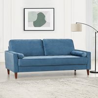 GRS, Scott 2 or 3 Seater Sofa Blue Velvet With Matching Bolster Cushions - Blue Velvet / 3 GRS, Scott 2 or 3 Seater Sofa Blue Velvet With Matching Bolster Cushions - Blue Velvet / 3