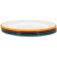 20cm White Enamel Side Plates - 4 Colours