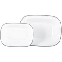 Argon Tableware, White Enamel Pie Dishes 2pc Set - Grey Argon Tableware, White Enamel Pie Dishes 2pc Set - Grey