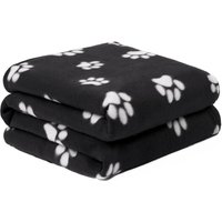 Paw Print Polar Fleece Throw - Black