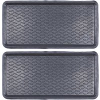 Heavy Duty Rubber Boot Tray 80 x 40cm Black Pack of 2 - Black