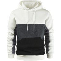 , Men's Fashion Colour Block Sweater Hoodie - White , Men's Fashion Colour Block Sweater Hoodie - White