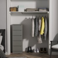 Milan Fully Assembled 5 Drawer Bedside Cabinet - Dusk Grey
