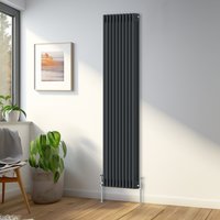 Anthracite Cast Iron Triple Column Vertical Radiator Height 1800mm - Anthracite / 47.2cm