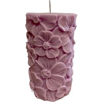 Lilac Scented Flower Shaped Organic Wax Pillar Candle - Lilac
