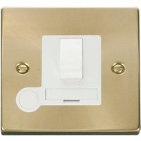 Satin Brushed Brass 13A Fused Connection Unit Switched With Flex - White