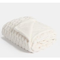 Thick Faux Fur Waffle Throw - Cream