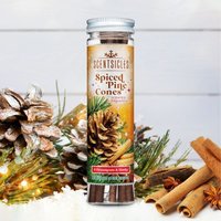 6 Scented Christmas Tree Ornaments Hanging Sticks Spiced Pine Cone - Brown