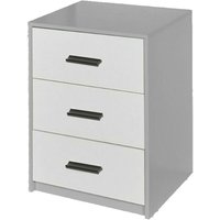 Wooden Bedside Cabinet - Grey / White Drawers