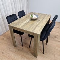 Kosy Koala Rustic Effect Dining kitchen table Set with Chairs - Black