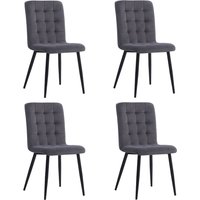 4 Tufted Back Dining Chairs with Metal Legs - Grey