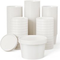 8oz Paper Soup Cup Disposable Bowls - White / 50