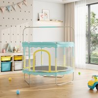 Kidkid Kids Outdoor Trampoline with Balance Bar and Enclosure - blue