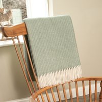 Cable Pattern Wool Blanket - Green