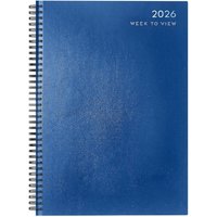 2026 Diary A5 Week To View Diary Spiral Hardback Book - Blue