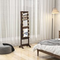 HOMCOM Jewelry Cabinet with LED Mirror Free Standing - Dark Brown
