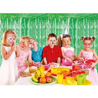 Metallic Tinsel Curtain, 2.5M x 1M Green - Green