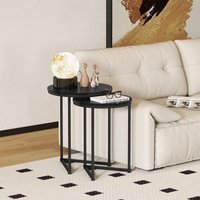 HOMCOM Nesting Coffee Table Set of 2 - Black / Melamine