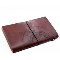Handmade Leather Journal Travel the World (80 pages) - Brown