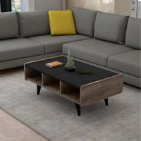Line Coffee Table with Storage Unit - Light Walnut - Black