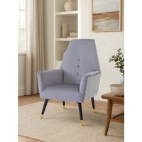 Loretta Grey Velvet Button Detail Chair - Grey