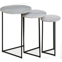 Mandoli Nest Of 3 White Marble Side Tables - White