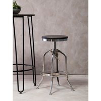 Gator Chrome and Ash Wood Adjustable Bar Stool - Black