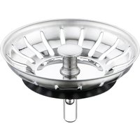 Stainless Steel Waste Strainer Plug Drain Sink Stopper for Kitchen Sinks Bath Shower Rubber Seal - Silver